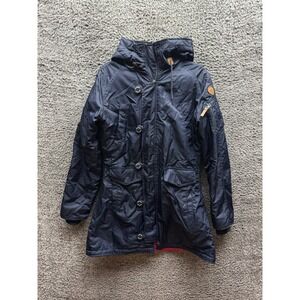 Top Gun Nylon Hooded Fleece-Lined Waterproof Parka Jacket Dark Blue Mens Size L